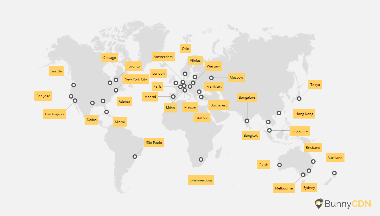 BunnyCDN Network Map 2018