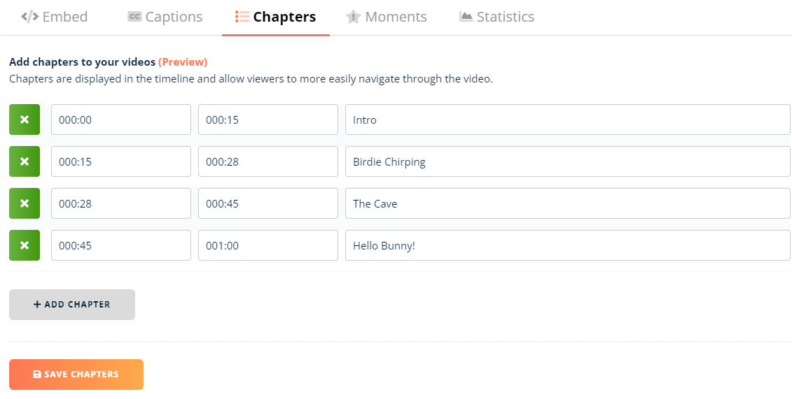 Introducing Bunny Stream Chapters and Moments!