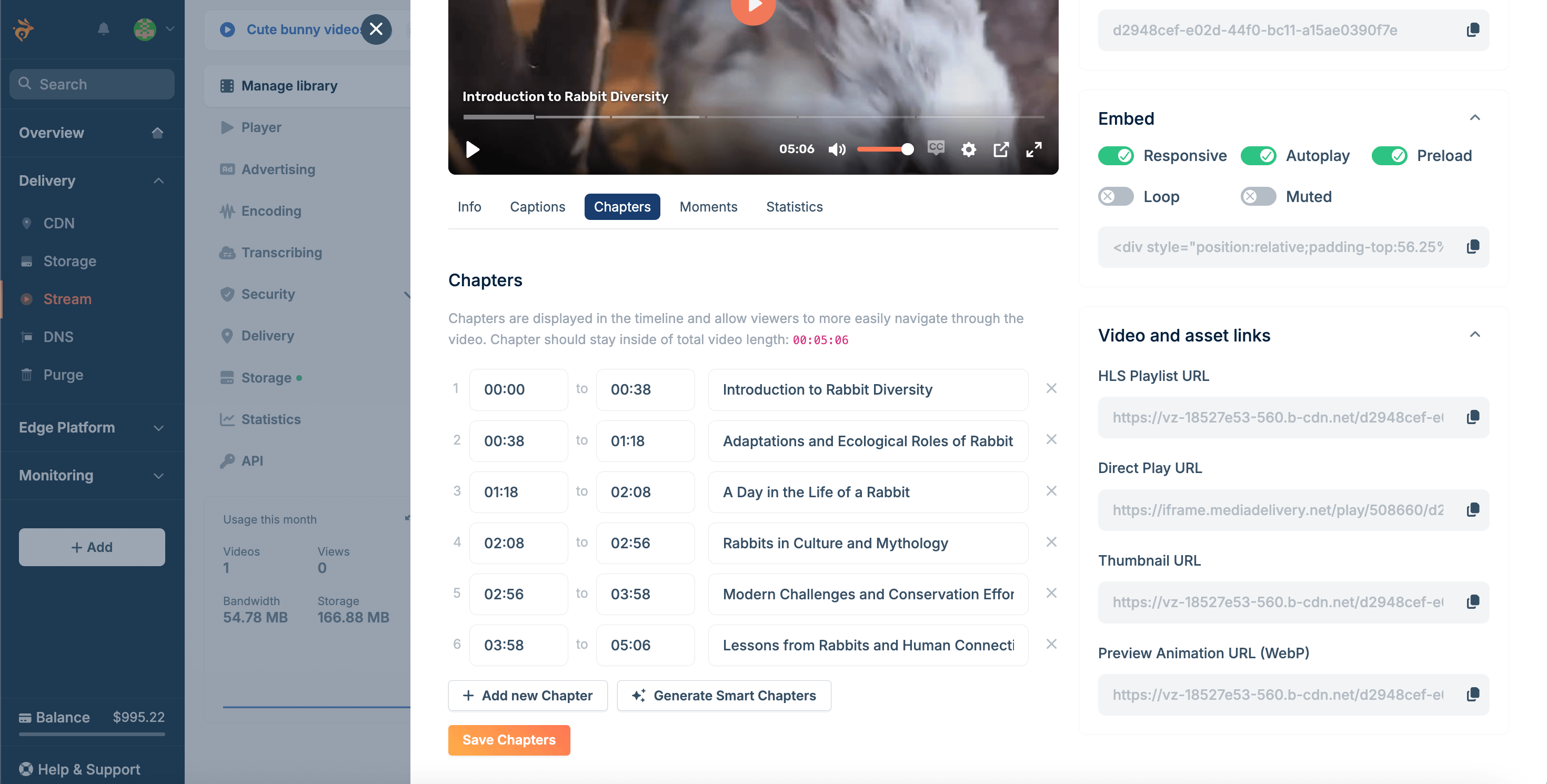 You can now automatically generate video chapters in Bunny Stream